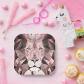 Roos Geometrische luikop Papieren Bordje (Feest)