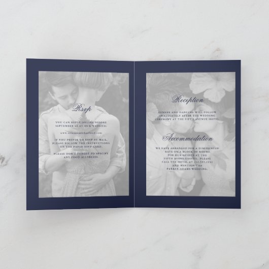 Roos geometrische Midnight Blue foto bruiloft gevo (Binnen)