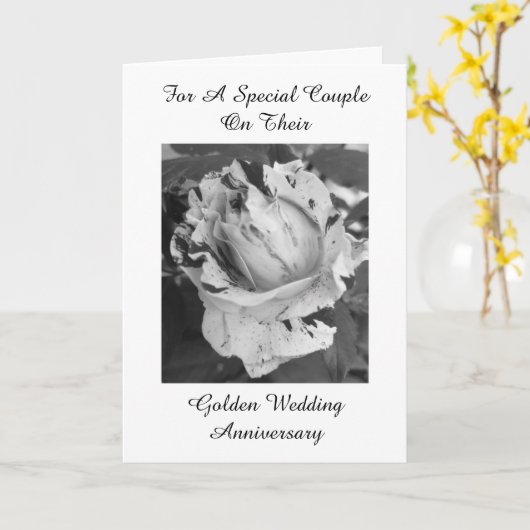 Roos Gepersonaliseerd 50th Wedding Jubileum Kaart (Gele Bloem)