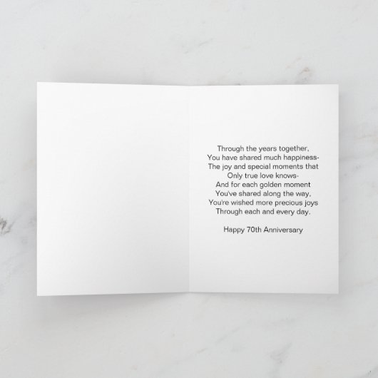 Roos Gepersonaliseerd 70e Jubileum voor bruiloft Kaart (Binnen)