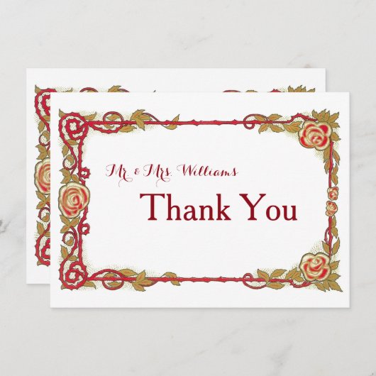 Roos Gepersonaliseerd Dank u Bedankkaart (Voorkant / Achterkant)