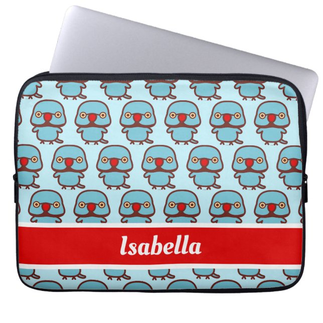 Roos geringde parkiet / Blue male Laptop Sleeve (Voorkant)