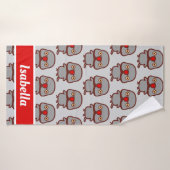 Roos geringde parkiet / Grijs mannetje Badhanddoek (Badhanddoek)
