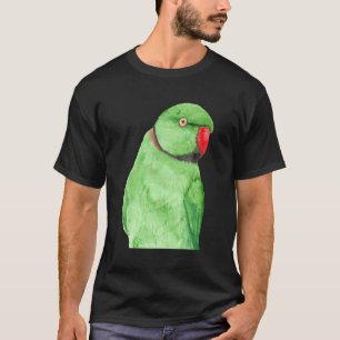 Roos-geringde parkiet Waterverf portret T-shirt
