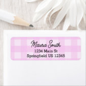 Roos geruit leuk retouradres etiket (Insitu)