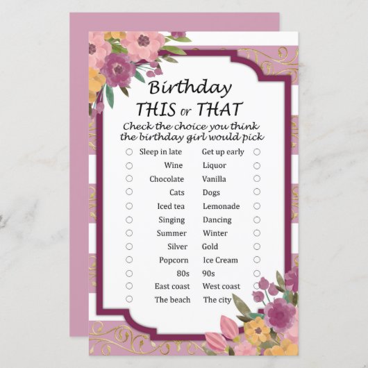 Roos gestreept op deze dag of dat spel (Voorkant / Achterkant)