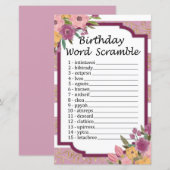 Roos gestripte 'Birthday' Word Scramble Game (Voorkant / Achterkant)
