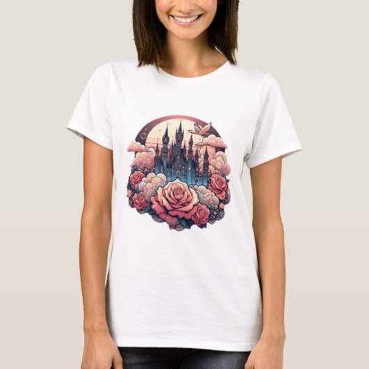 Roos getinte kasteeldromen" t-shirt (Voorkant)
