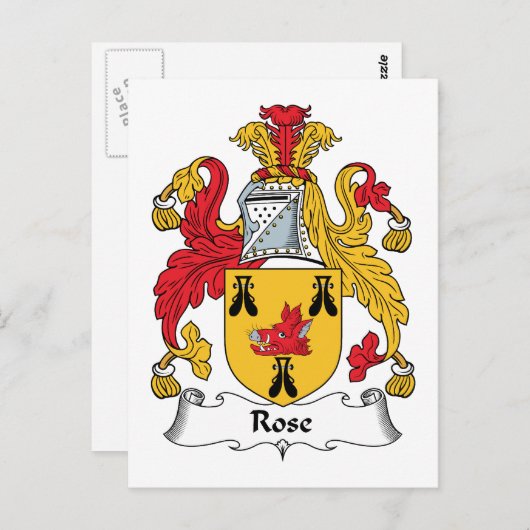 Roos gezinscrest briefkaart (Voorkant / Achterkant)