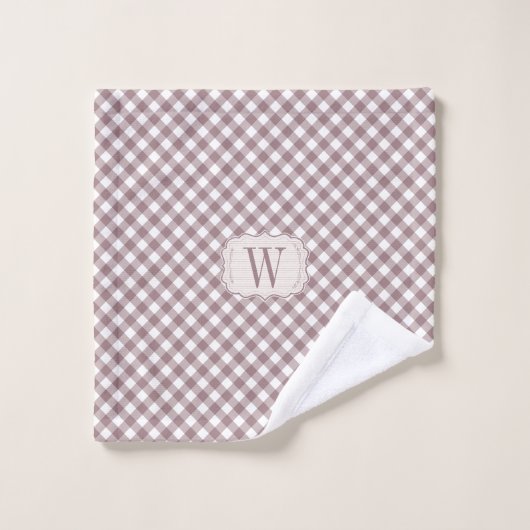  Roos Gingham Familie Monogram Boerderij Bad Handdoek (Wasdoekje)