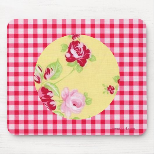 Roos Gingham Mousepad Muismat (Voorkant)
