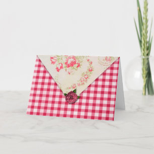 Roos Gingham Verjaardag Kaart