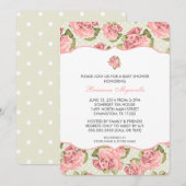  Roos Girl Baby shower Invite Kaart (Voorkant / Achterkant)