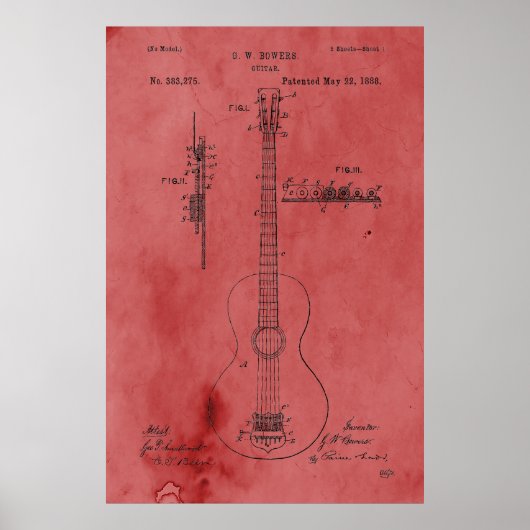  Roos gitaarpatent Poster (Voorkant)