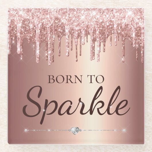 Roos Glam drogen Glitter voor de sluiting Glazen Onderzetter (Voorkant)