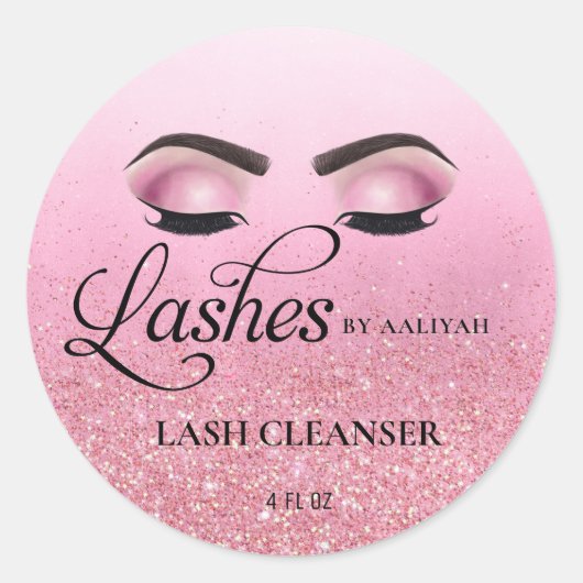 Roos Glam Glitter Lash Bath Shampoo Cleanser Ronde Sticker (Voorkant)