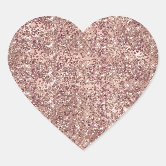 Roos Glam Glitter Sparkle Hart Sticker (Voorkant)