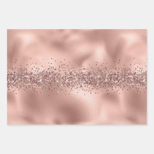 Roos Glam Gold Glitzy Sparkle Glitter    Inpakpapier Vel (Voorkant)