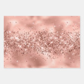 Roos Glam Gold Glitzy Sparkle Glitter  Inpakpapier Vel (Voorkant 2)