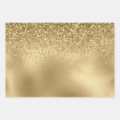 Roos Glam Gold Glitzy Sparkle Glitter  Inpakpapier Vel (Voorkant)