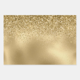 Roos Glam Gold Glitzy Sparkle Glitter  Inpakpapier Vel