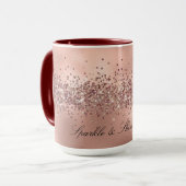 Roos Glam Gold Glitzy Sparkle Glitter Mok (Voorkant links)