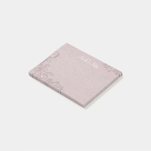 Roos Glam reliëf look gepersonaliseerd Post-it® Notes (Schuin)