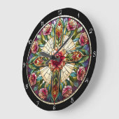 Roos Glas in lood Cross Grote Klok (Hoek)