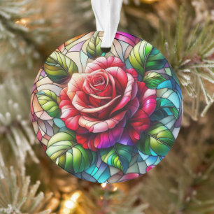 Roos Glas-in-lood Effect Elegant Bloemendesign Ornament