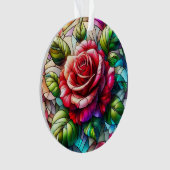 Roos Glas-in-lood Effect Elegant Bloemendesign Ornament (voorkant)