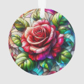 Roos Glas in lood Effect Elegant Bloemontwerp Ornament (achterkant)