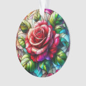 Roos Glas in lood Effect Elegant Bloemontwerp Ornament (voorkant)