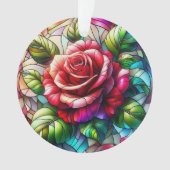 Roos Glas in lood Effect Elegant Bloemontwerp Ornament (voorkant)