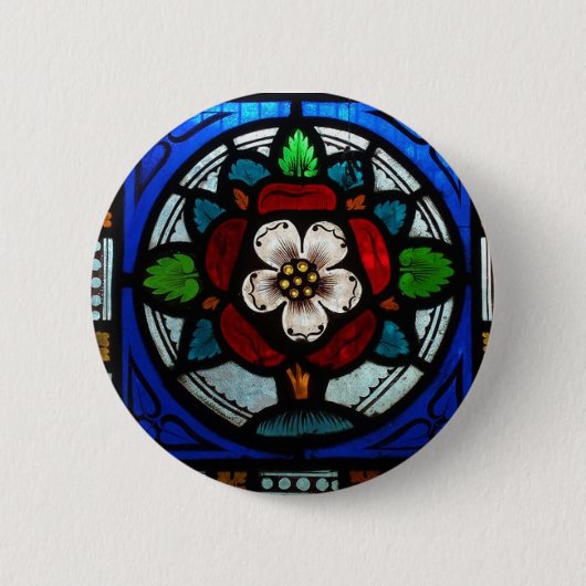 Roos Glas in lood Roos Ronde Button 5,7 Cm (Voorkant)