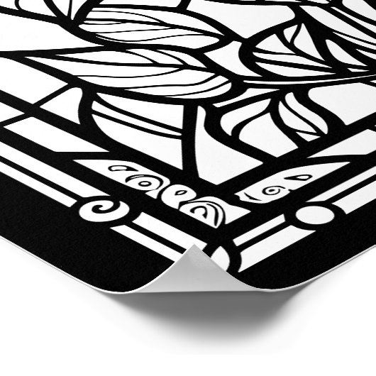 Roos Glas in lood Venster Kleurplaat Poster (Hoek)