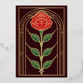  Roos Glas in lood Victoriaans Boog Wedding Folie Uitnodiging (Achterkant)