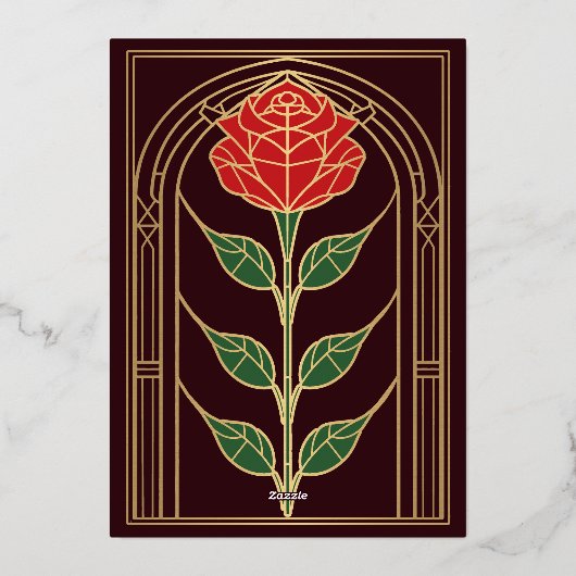  Roos Glas in lood Victoriaans Boog Wedding Folie Uitnodiging (Achterkant)