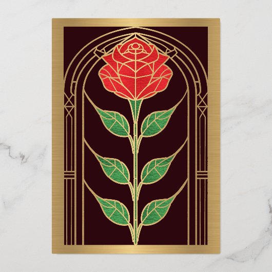  Roos Glas in lood Victoriaans bruiloft Folie Uitnodiging (Achterkant)