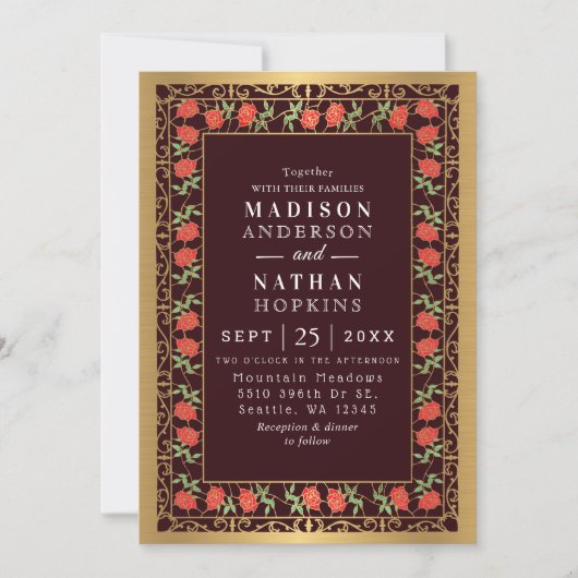 Roos Glas in lood Victoriaans bruiloft Kaart (Voorkant)