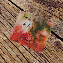 Roos Glass Cutting Board Faith, Hope and Love Snijplank