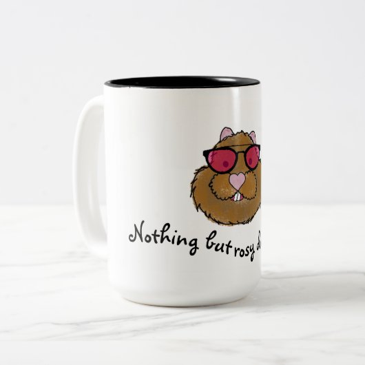 Roos glazen rosy dagen Groundhog Day Tweekleurige Koffiemok (Voorkant links)