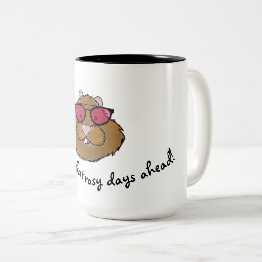 Roos glazen rosy dagen Groundhog Day Tweekleurige Koffiemok (Voorkant rechts)