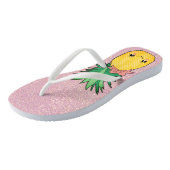 Roos Glitter Beach Kawaii Pineappelfruit Teenslippers (Schuin)