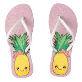 Roos Glitter Beach Kawaii Pineappelfruit Teenslippers (Voetbed)