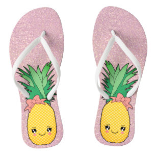 Roos Glitter Beach Kawaii Pineappelfruit Teenslippers