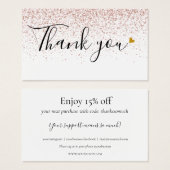 Roos Glitter Bedankt voor de Korting Aankoop  Visitekaartje (Voorkant /achterkant)