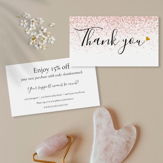 Roos Glitter Bedankt voor de Korting Aankoop  Visitekaartje