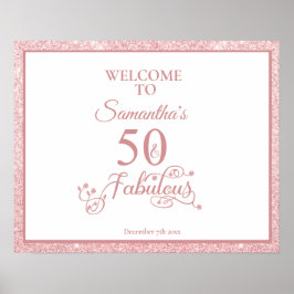 Roos Glitter Birthday 50 & Aanwelkomstbord Poster