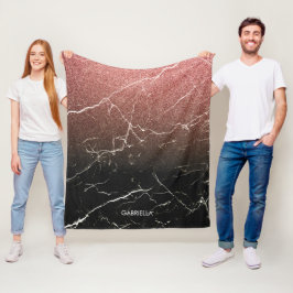 Roos Glitter Black Marmer Fleece Deken