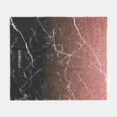 Roos Glitter Black Marmer Fleece Deken (Voorkant (Horizontaal))